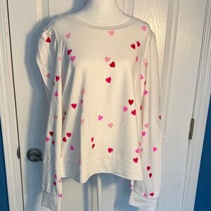 Lilly Pulitzer White Sweater with Pink and Red Heart Accents